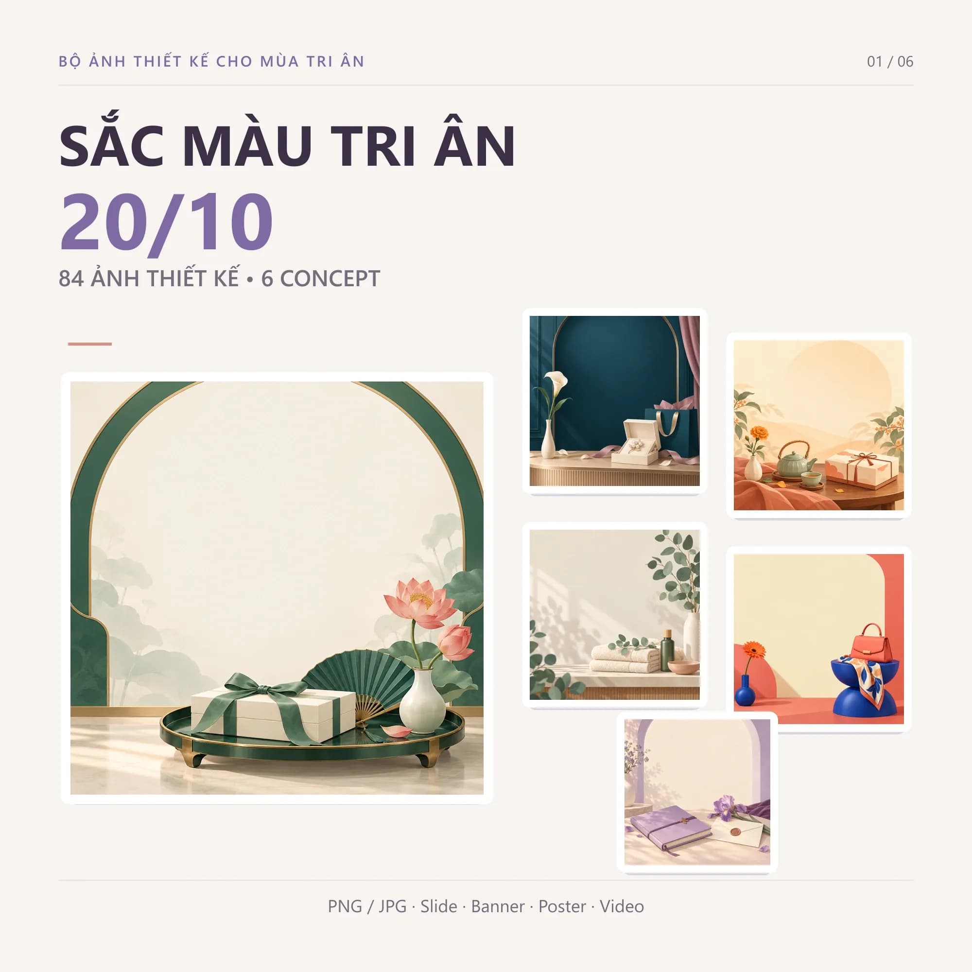 Sắc Màu Tri Ân 20/10 – Bộ 84 Ảnh PNG/JPG Cho Slide, Banner, Poster & Video